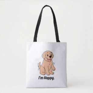 Im Happy Cute Golden Retriever Puppy Cartoon Tote Bag