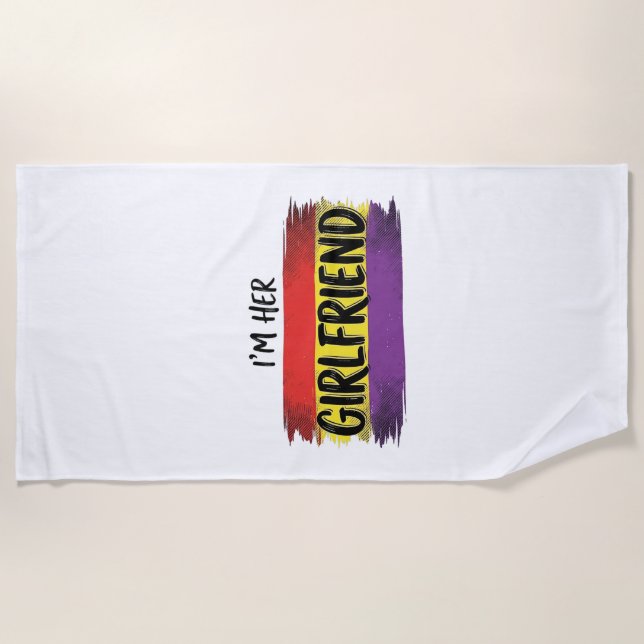 Im Her Girlfriend Rainbow Pride Vector Shirt Beach Towel (Front)
