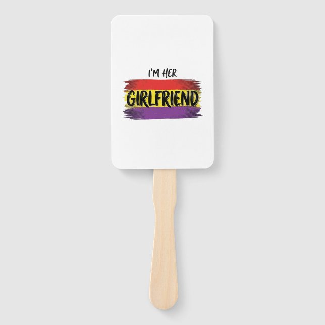 Im Her Girlfriend Rainbow Pride Vector Shirt Hand Fan (Front)