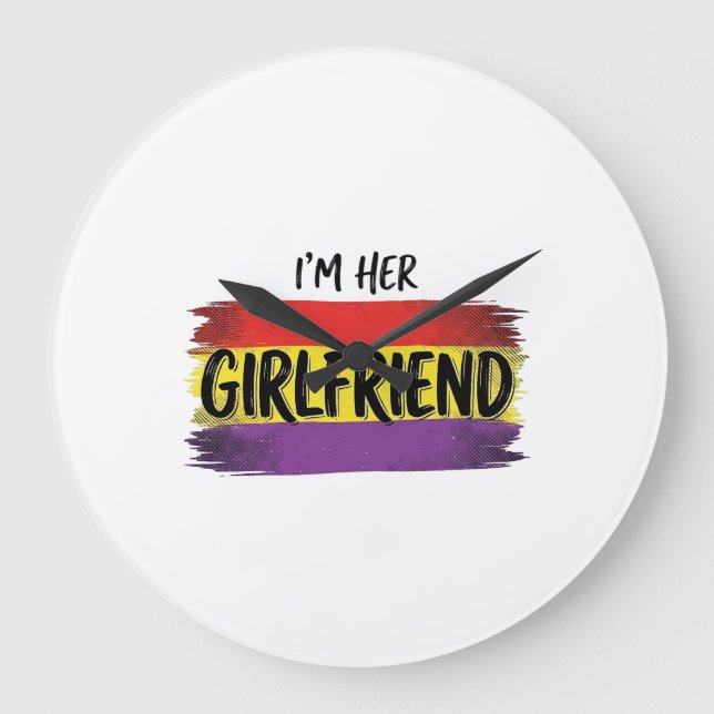 Im Her Girlfriend Rainbow Pride Vector Shirt Large Clock (Front)
