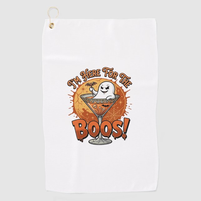 Im Here Boos Halloween Ghost Drink Spiderweb Bat_1 Golf Towel (Front)