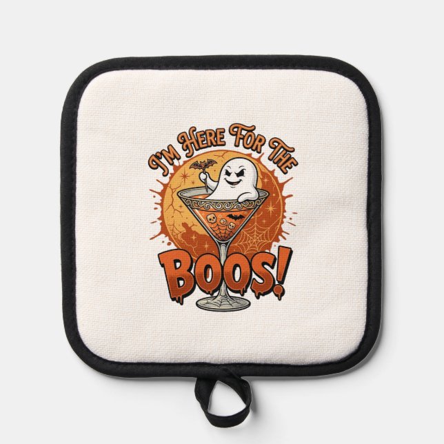Im Here Boos Halloween Ghost Drink Spiderweb Bat_1 Pot Holder (Front)