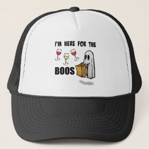 I'm Here for the Boos Funny Halloween Ghost Trucker Hat
