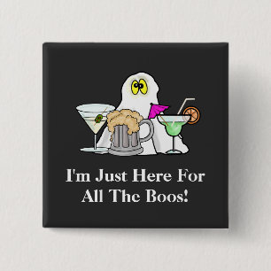 I'm Here For the Boos Halloween Ghost Button