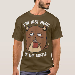 Im Here For The Coffee Mood of Sleepy Cat Drinking T-Shirt