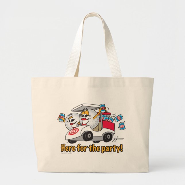 I'm Here For The Party Golf Cart Girls Large Tote Bag (Front)