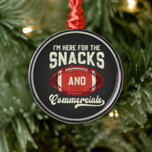 I'm Here For The Snacks And Commercials Football Metal Tree Decoration