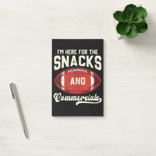I'm Here For The Snacks And Commercials Football Post-it Notes