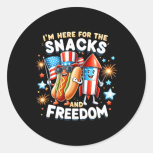 I'm Here For The Snacks And Freedom Independence D Classic Round Sticker