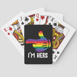 I'm Hers Rainbow Lesbian Couple Funny LGBT Pride M Playing Cards