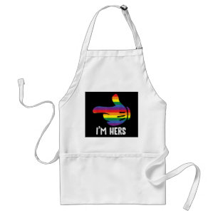 I'm Hers Rainbow Lesbian Couple Funny LGBT Pride M Standard Apron