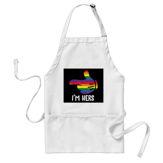I'm Hers Rainbow Lesbian Couple Funny LGBT Pride M Standard Apron (Front)
