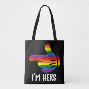 I'm Hers Rainbow Lesbian Couple Funny LGBT Pride M Tote Bag