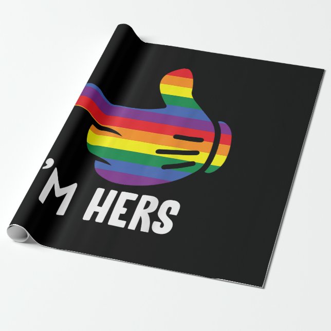 I'm Hers Rainbow Lesbian Couple Funny LGBT Pride M Wrapping Paper (Unrolled)