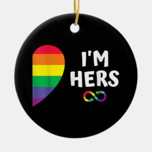 Im hers shes mine matching for pride lesbian coupl ceramic tree decoration