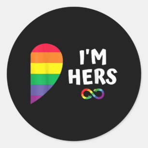 Im hers shes mine matching for pride lesbian coupl classic round sticker