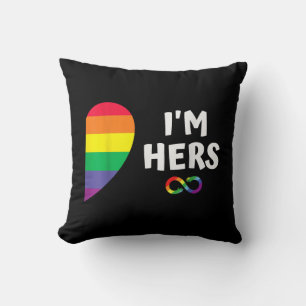 Im hers shes mine matching for pride lesbian coupl cushion
