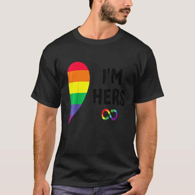 Im Hers Shes Mine Matching For Pride Lesbian Coupl T-Shirt (Front)