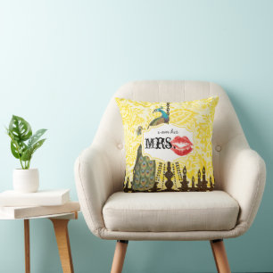 I'm his Mrs. Red Lips Vintage Peacock Chandelier Cushion