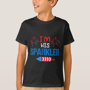 I'm His Sparkler Cute 4th Of July Matching Couple  T-Shirt