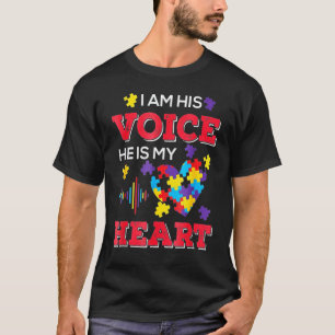 I'm His Voice He's My Heart Autism Awareness T-Shirt