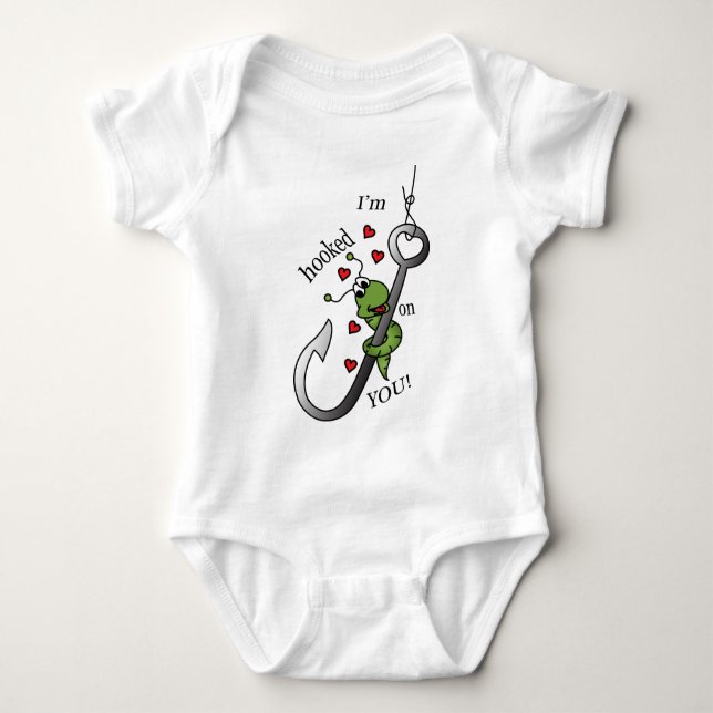 I'm Hooked on You Valentine Baby Bodysuit (Front)
