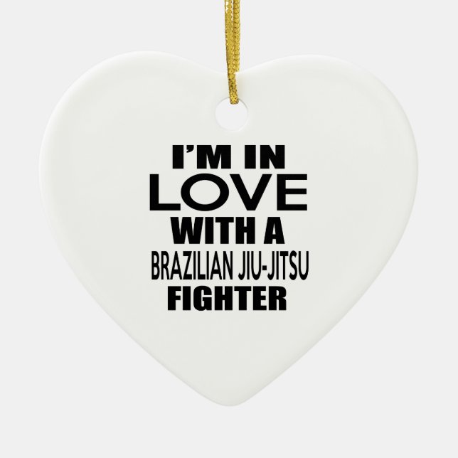 I'M IN LOVE WITH BRAZILIAN JIU-JITSU FIGHTER CERAMIC TREE DECORATION (Front)