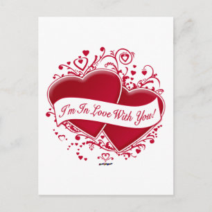 I'm In Love With You! Red Hearts Postcard