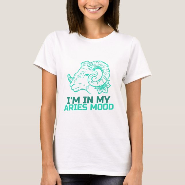 I'm In My Aries Mood Funny Astrology T-Shirt (Front)