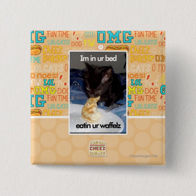 Im in ur bed 15 cm square badge (Front)