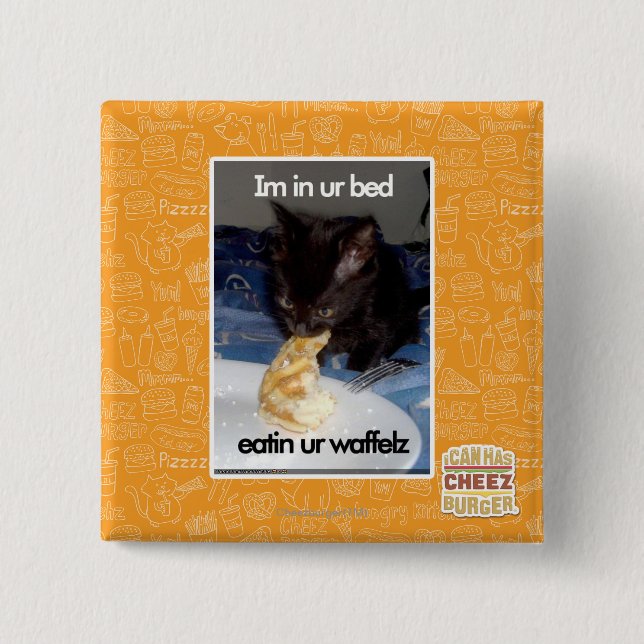 Im in ur bed 15 cm square badge (Front)