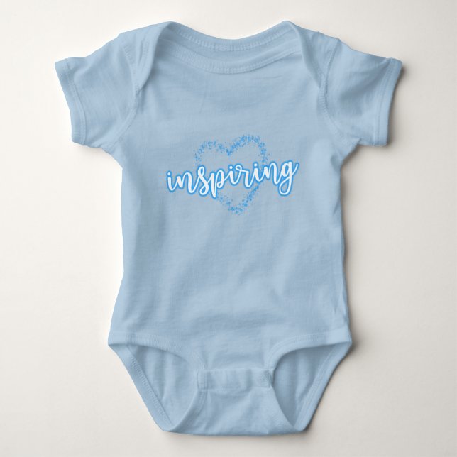 I'm Inspiring in Blue with Heart Baby Bodysuit (Front)