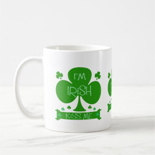 I'm Irish, Kiss Me, shamrocks mug