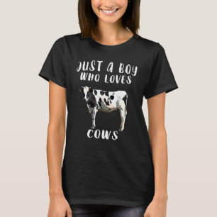 Im Just A Boy Who Loves Black White Cow Farm Anima T-Shirt