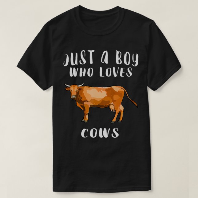 Im Just A Boy Who Loves Brown Cow Farm Animal Love T-Shirt (Design Front)