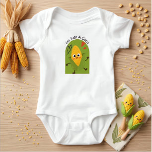 I'm Just A Corn Cute Kawaii Corn Yellow Green Baby Bodysuit