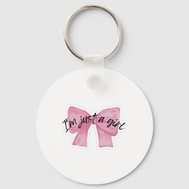 I'm Just A Girl Bow Aluminium Keychain (Front)