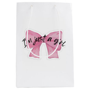 I'm Just A Girl Bow Gift Bag  Cute Coquette 