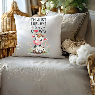  I'm Just A Girl Who Loves Cows 51cm x 51cm Cushion
