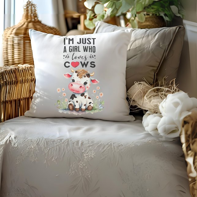  I'm Just A Girl Who Loves Cows 51cm x 51cm Cushion (Creator Uploaded)