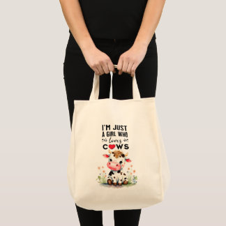  I'm Just A Girl Who Loves Cows Grocery Tote Bag