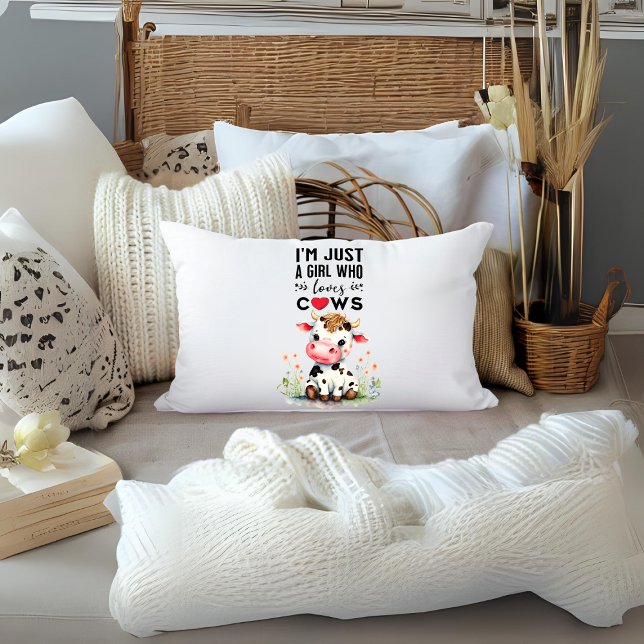  I'm Just A Girl Who Loves Cows Lumbar Cushion (Creator Uploaded)