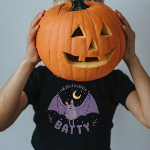 I'm Just A Little Batty Funny Halloween Bat Pun T-Shirt