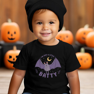 I'm Just A Little Batty Funny Halloween Bat Pun Toddler T-Shirt