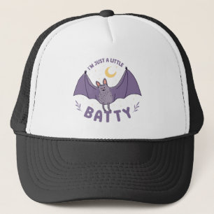 I'm Just A Little Batty Funny Halloween Bat Pun Trucker Hat