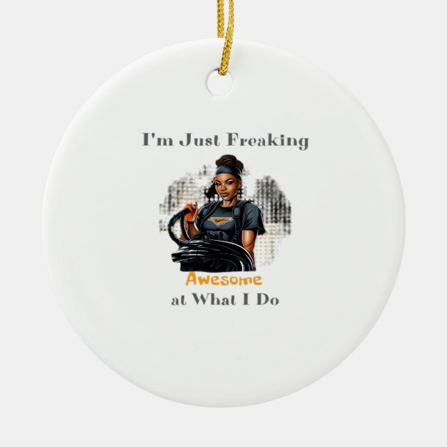 I'm Just Freaking ... Classic Ceramic Tree Decoration (Front)
