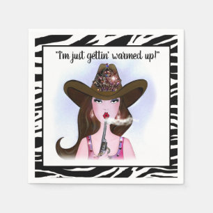I'm Just Gettin' Warmed Up! Cowgirl Paper Napkins