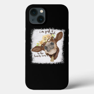 Im Just Girl Who Loves Cows Bleached Shirt Cow Lov iPhone 13 Case