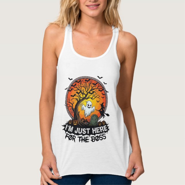 Im Just Here Boss Halloween Ghost Witch Pumpkins_1 Singlet (Front)