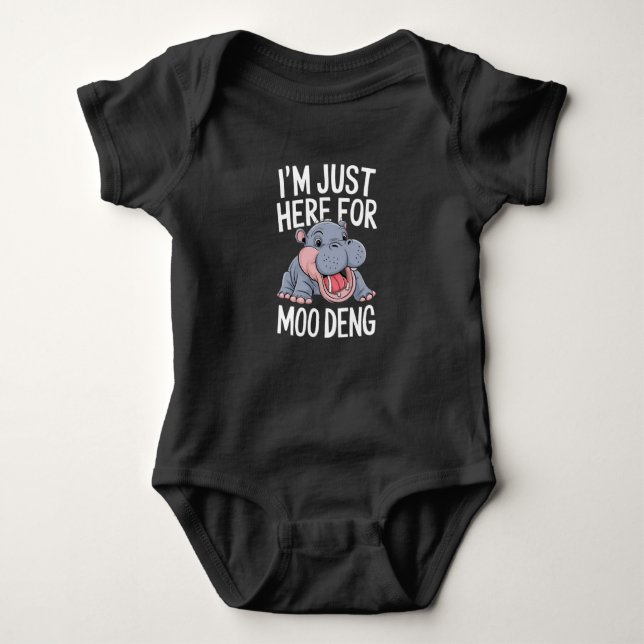 I'm Just Here For Moo Deng Cute Baby Hippo  Baby Bodysuit (Front)